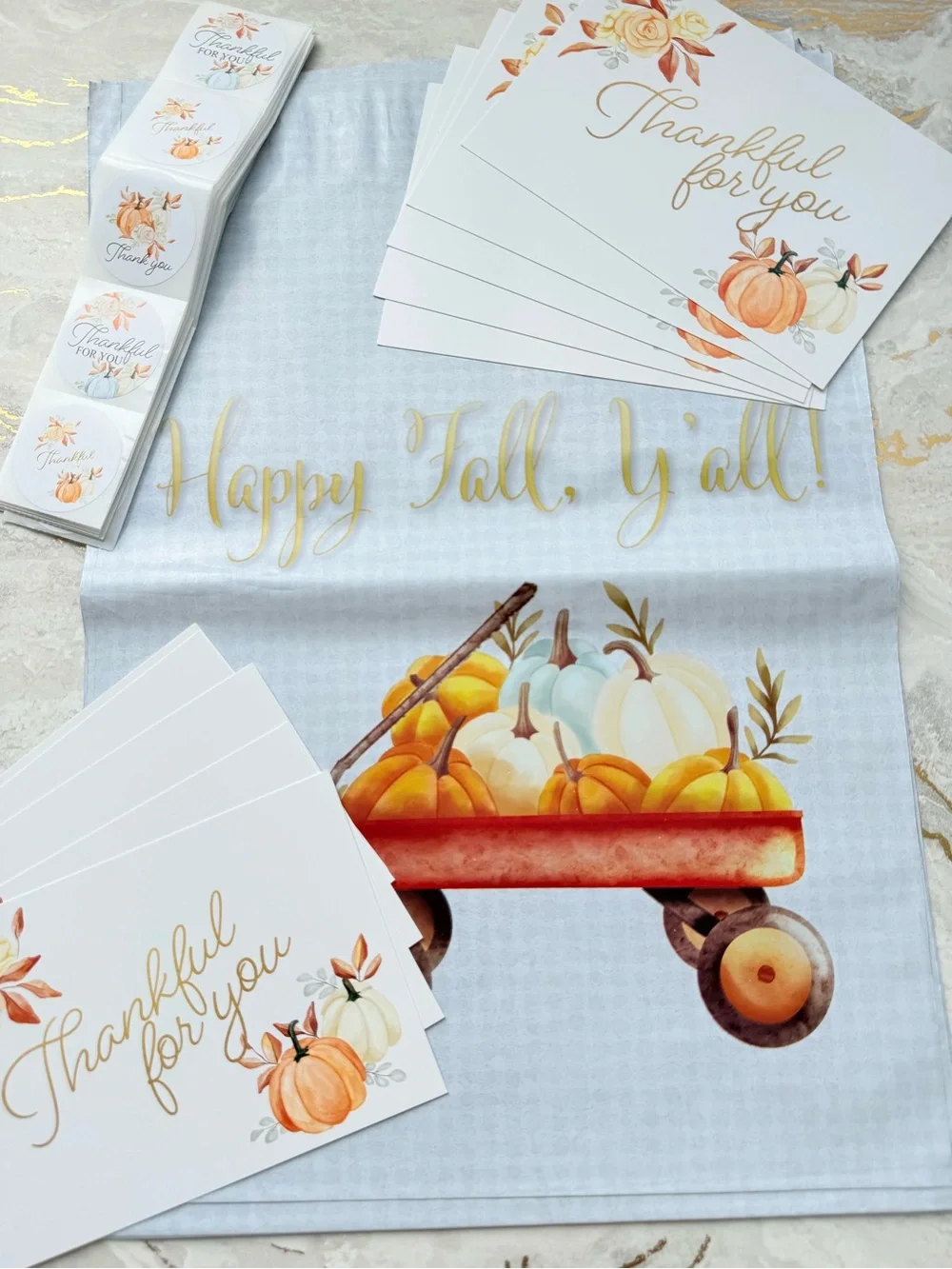 30 Pc Fall Reseller Bundle 10” × 13” Poly Mailers Thank You Cards & Stickers